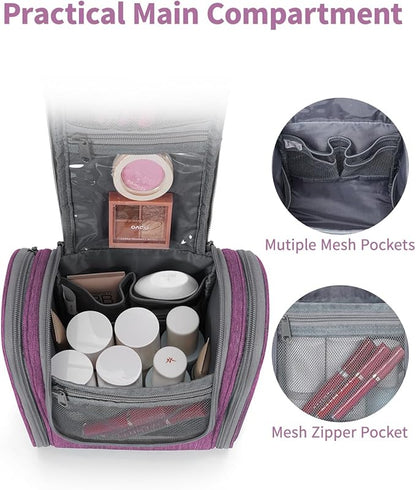 Narwey Small Hanging Toiletry Bag Women Travel Makeup Bag Organizer Toiletries Bag for Travel Size Essentials Accessories Cosmetics (Medium, Dark Purple)