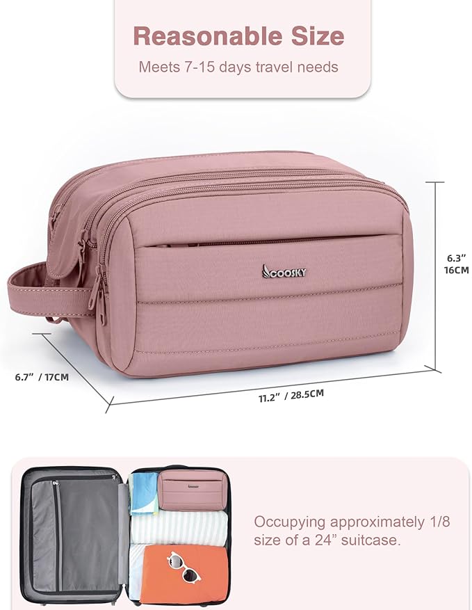 Toiletry Bag for Men & Women, Cruise Ship Travel Essentials, Shaving Dopp Kit with Dry and Wet Separation, Water-resistant Bathroom Cosmetic Organizer Bag, Makeup Accessories, Dark Purple
