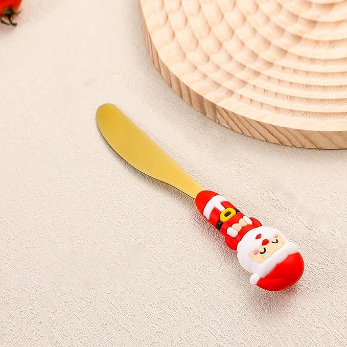 Christmas Utensil Set | Reusable Portable Cutlery Set | Stainless Steel Knife Fork Spoons Gift Box | Includes Themed Utensils (Tree/Santa/Deer/Snowman) | Ideal Christmas Gift