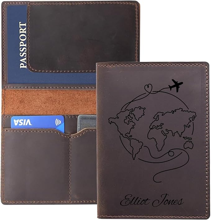 Personalized Leather Passport Holder, Custom Travel Wallet, Genuine Leather Passport Cover- Custom Engraved Passport Wallet, Wallet for Passports