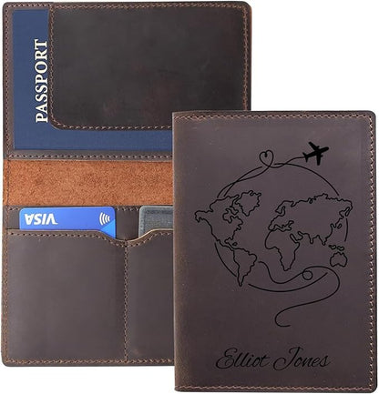 Personalized Leather Passport Holder, Custom Travel Wallet, Genuine Leather Passport Cover- Custom Engraved Passport Wallet, Wallet for Passports