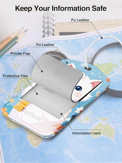 TopMade Smart Luggage Tag with Find My, Premium Leather Luggage Tags for Suitcase, Travel Bags, Backpacks, Anti-Lost Suitcase Tag Tracker for Travel with Privacy Name Card, Rechargeable