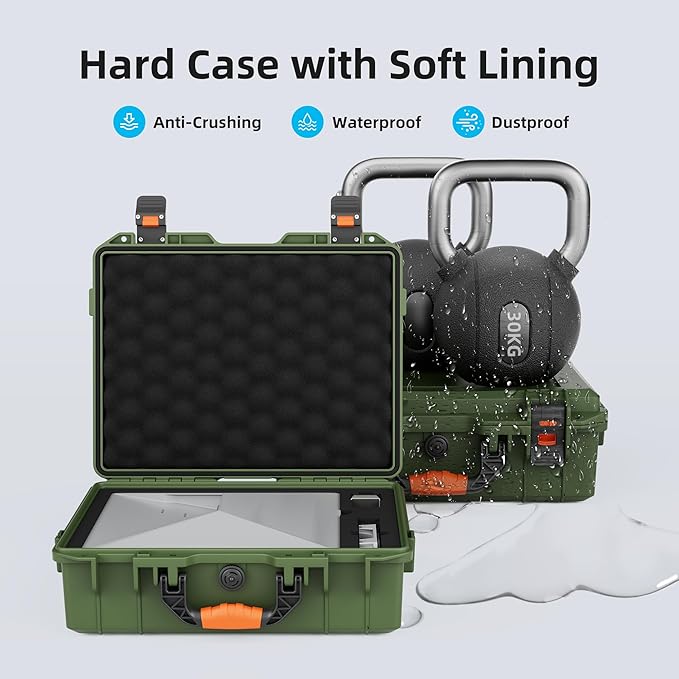 Starlink Mini Case, Hard Waterproof Travel Case for Mini Starlink with Molded Foam for Accessories, Lockable Storage Bag Green