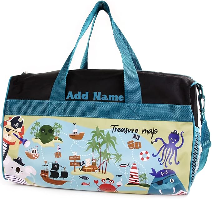 Personalized Kids 18 Inch Duffel Bag for Sports, Travel and Sleepover - Pirate Island
