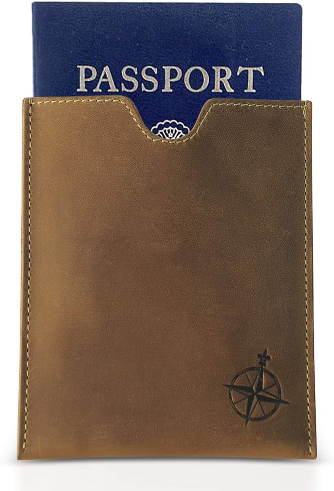 WANDERINGS Leather Passport Holder - Ideal for Travel - Handmade Genuine Leather Wallet with Passport Pocket and Card Slots - RFID Blocking for Security Against Data Theft
