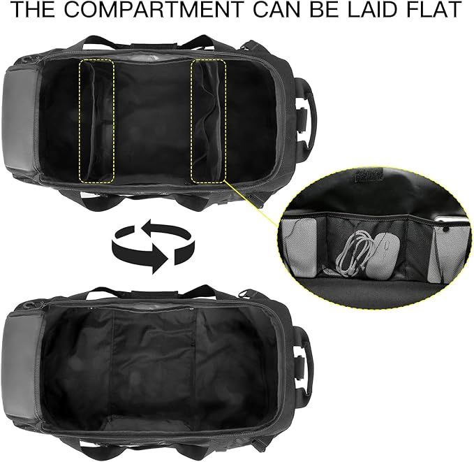 TUGUAN Extra Large Travel Duffle Bag Backpack for Men with Adjustable Dividers 120L Big Weekend Overnight Bag with ID Pocket Shoulder Strap Heavy Duty Sports Duffel Bags for Camping Gym, Black