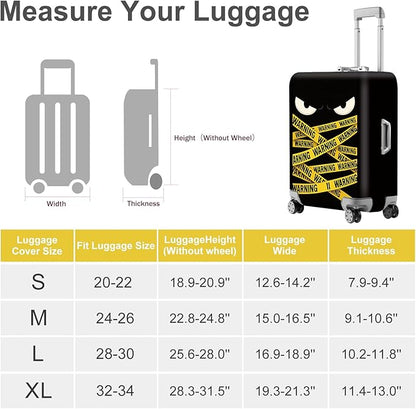 ANNA QUEEN Warning Tape Luggage Cover, Funny Eyes and Yellow Tape Design Suitcase Protector, Stretchable Washable Travel Sleeve for 20-22 Inch Luggage