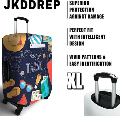 World Landmarks Travel Luggage Cover, Travel-Themed Suitcase Protector Stretchable, Washable Travel Suitcase Cover (XL for 29-32 Inch Luggage)