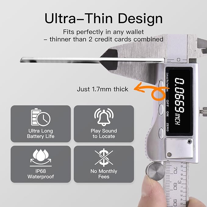 Ultra Slim Air Card Tag: 2025 MFi Certified Wallet Smart Tracker Card - Compatible with Apple Find My Wallets Finder Tracking Cards Tags, Keep Track Item Locator of Luggage, Passport, Purse, Backpack