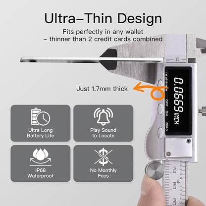 Ultra Slim Air Card Tag: 2025 MFi Certified Wallet Smart Tracker Card - Compatible with Apple Find My Wallets Finder Tracking Cards Tags, Keep Track Item Locator of Luggage, Passport, Purse, Backpack