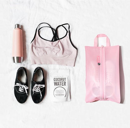 pack all Shoe Bag for Travel, Water-Resistant Shoe Pouch for Gym, Odor-Resistant Soccer Cleats Bag for Sport (Pink, 2-Pack)