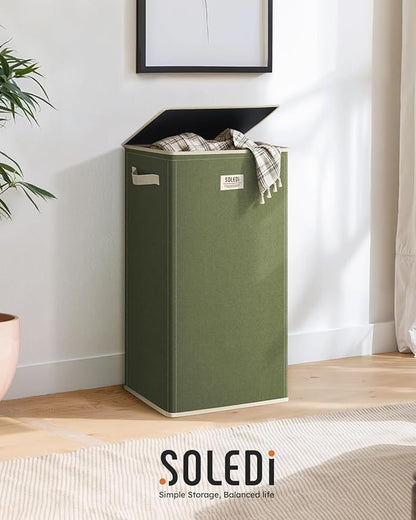 SOLEDI Laundry Hamper with Lid 100L Large & Tall Collapsible Laundry Basket, Clothes Hamper with Bag Removable Easy to Carry, Dirty Hampers for Bedroom, Bathroom, Dorm, College, Avocado