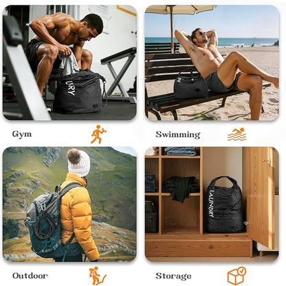 Compression Laundry Bag for Travel, Dirty Clothes Travel Laundry Bags, Waterproof Space-Saving Wet Clothes Storage Organizer, Smell Proof Laundry Bag Camping, Clothing, Swimming, Yoga, Gym