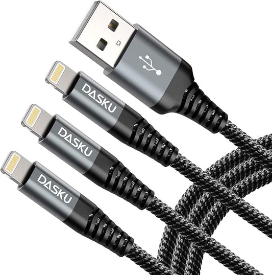 Dasku iPhone Charger Fast Charging, 6 Foot MFi Certified Lightning Cable Braided USB iPhone Charging Cord Compatible with iPhone 14/13/12/11/Pro Max/X/Xs Max/Xr/8 Plus/7 Plus/6/6 Plus/iPad mini/Air