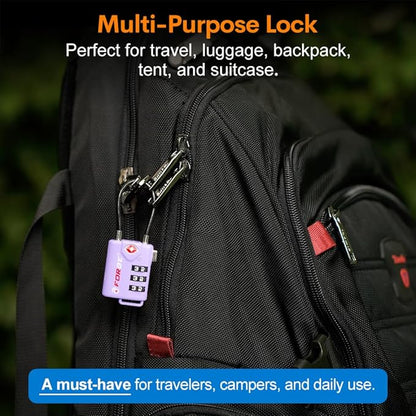 Forge TSA Approved Luggage Locks, Re-settable Combination with Alloy Body, Purple 4 Locks.