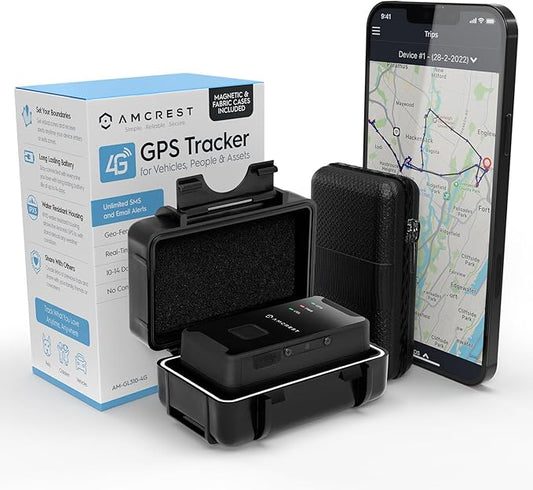 Amcrest GPS GL300 GPS Tracker for Vehicles (4G LTE) - Portable Mini Hidden Real-Time GPS Tracking Device for Vehicles, Cars, Kids, Pets, Assets, Text/Email/Push Alerts, Twin Magnet Weatherproof Case