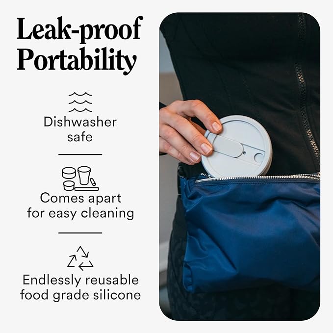 STOJO Collapsible Travel Cup - Reusable To-Go Pocket Size Silicone Bottle for Hot and Cold Drinks - Perfect for Camping - Microwave & Dishwasher Safe (Ink, 24 Ounce (Pack of 1))