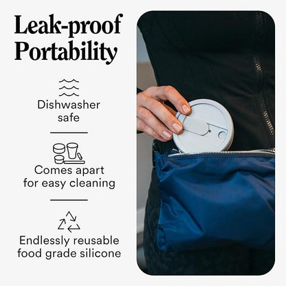 STOJO Collapsible Travel Cup - Reusable To-Go Pocket Size Silicone Bottle for Hot and Cold Drinks - Perfect for Camping - Microwave & Dishwasher Safe (Carbon, 24 Ounce (Pack of 1))