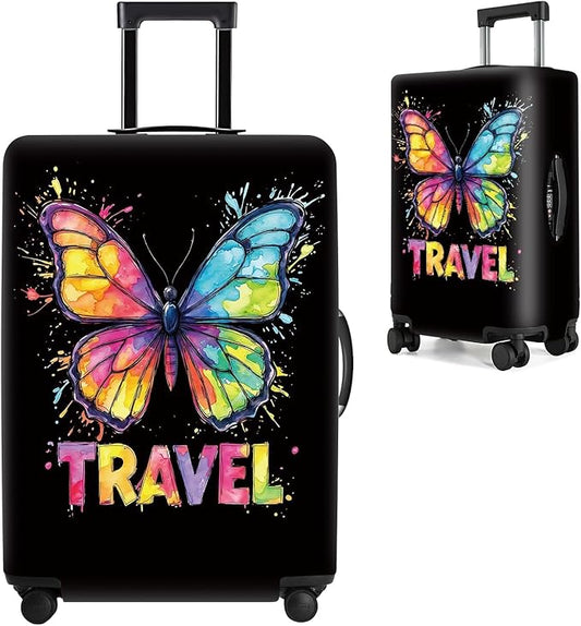 Colorful Butterfly Luggage Cover – Stylish and Durable Travel Suitcase Protector for Women and Men, Fits 32"-34" Suitcase, XL