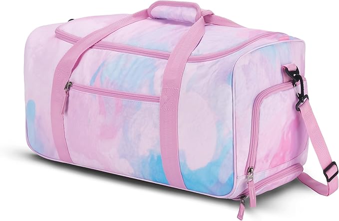 Choco Mocha Girls Fade Pink Suitcase with Wheels Kids Purple Rolling Duffle Bag for Camping Teen Girls Toddler Luggage Bag for Travel, 22inch