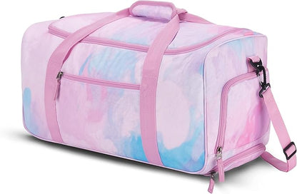 Choco Mocha Girls Fade Pink Suitcase with Wheels Kids Purple Rolling Duffle Bag for Camping Teen Girls Toddler Luggage Bag for Travel, 22inch