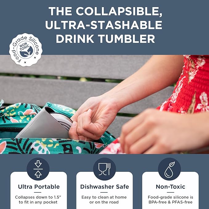 HYDAWAY 16oz Collapsible Tumbler - BPA-Free, Reusable Silicone Cup with Lid & Insulating Sleeve - Perfect for Coffee, Travel, and Everyday Use