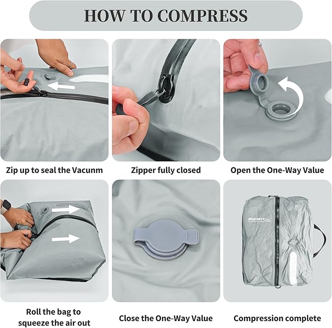 Vacuum Bags for Travel, Professional IP67 Reusable Vacuum Compression Bags for Travel Suitcases and Backpack, Durable Space Saver Bag (2 PACK, No Pump)