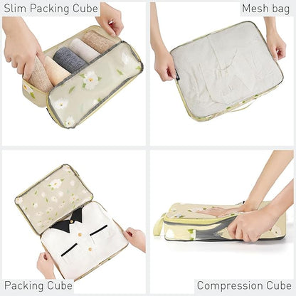 Bagail Ultralight Compression Cubes 7 Set - 3 Packing Cubes, 3 Organizers, and 1 Shoe Bag