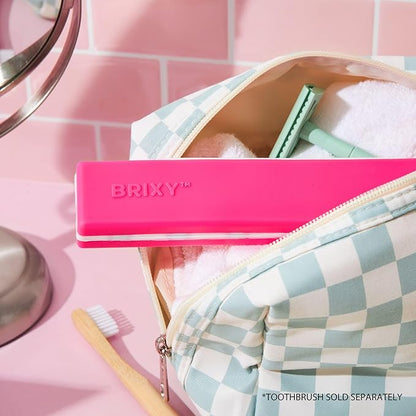 BRIXY Toothbrush Container, Silicone Travel Case, Portable Holder for Manual Toothbrushes, Bathroom, Camping, Vacation, Business Trip, Durable Silicone, Seals Magnetically, 2Pack