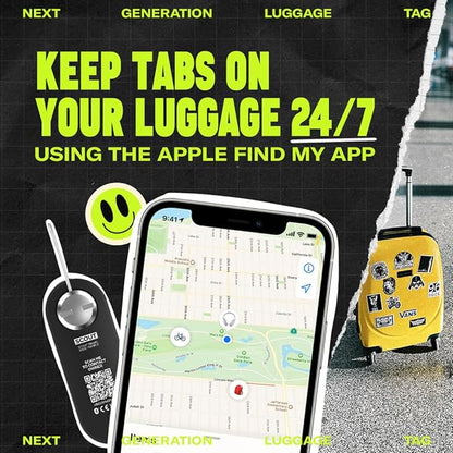 Knog Scout iOS Smart Tag, Tracker & 85d Alarm – Rechargeable Luggage Tag Compatible with iOS App & Apple Find My, Digital Contact Info, Remote Chime, Low Battery Alerts, Water-Resistant, Black