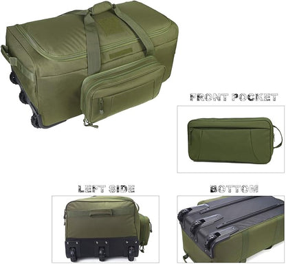 Heavy-Duty X-Large Military Tactical Wheeled Rolling Duffel Trolley Bag For Deployment Traveling Camping Sporting