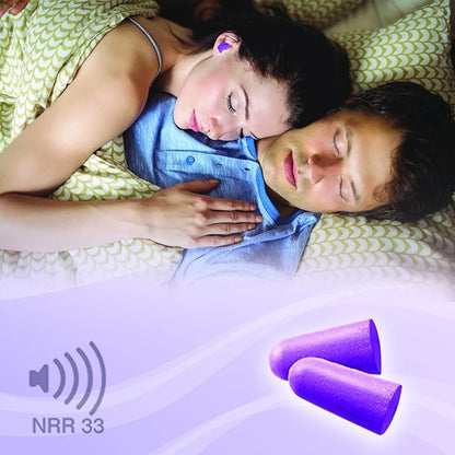 MOLDEX Soft Foam Earplugs Softies® Ear Plugs for Sleeping, Snoring, Work, Travel, Shooting -33dB Highest NRR Made in USA (Purple, 50 Pairs)