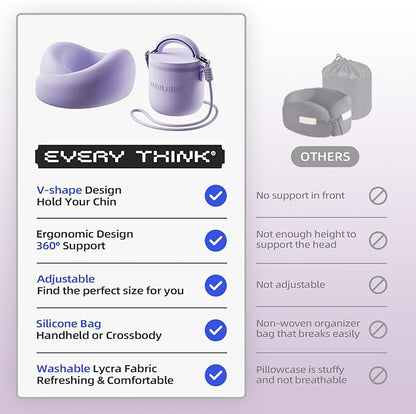 Travel Pillow - Memory Foam Neck Pillow Airplane, Neck Travel Airplane Pillow for Long Flight, 360º Support, Machine Washable (Purple)