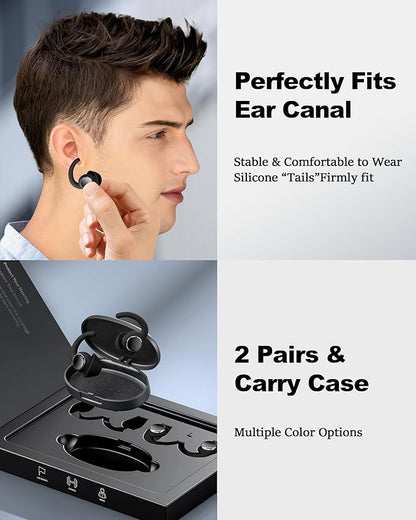 Ear Plugs for Sleeping - Noise Reduction Soft Silicone Earplugs, 2 Pairs Reusable Hearing Protection Earplugs for Noise Sensitivity, Sleep,Travel,Sound Reduction Noise Cancelling - (Black & Silver)