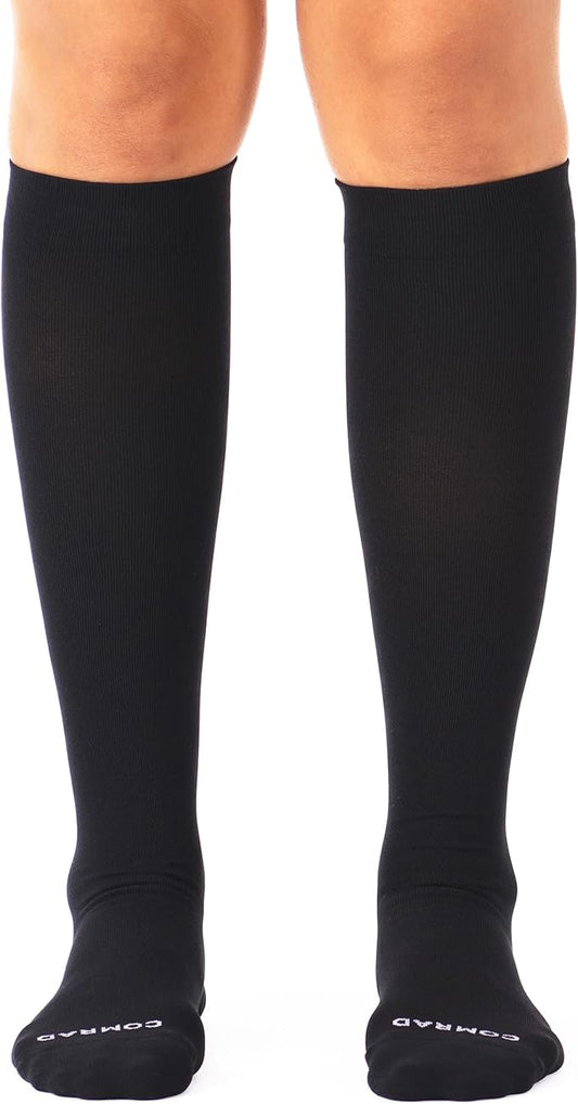 Comrad Nylon Knee High Socks - 15-20mmHg Graduated Compression Socks - Soft & Breathable Support Unisex Socks