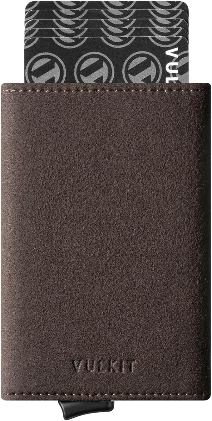 VULKIT Pop up Wallet Minimalist Cash Wallets RFID Blocking Leather Smart Credit Card Holder with Magnetic Closure for Men