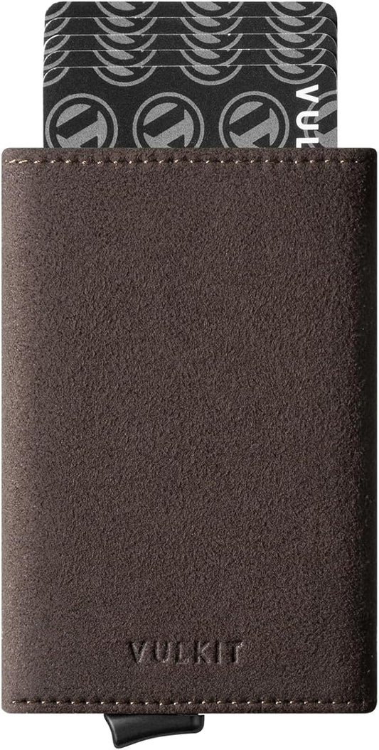 VULKIT Pop up Wallet Minimalist Cash Wallets RFID Blocking Leather Smart Credit Card Holder with Magnetic Closure for Men