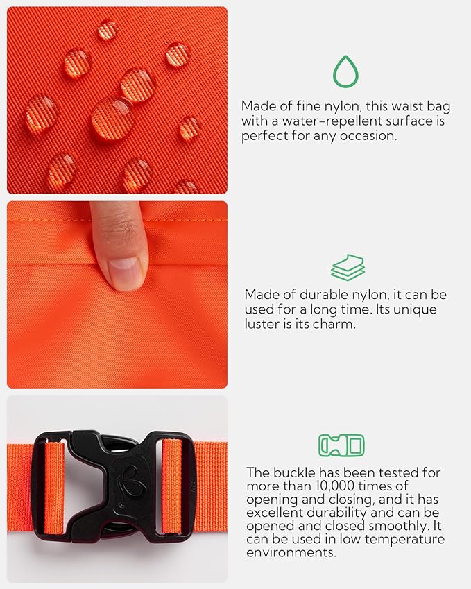 WATERFLY Fanny Pack Waist Packs: Large Crossbody Fanny Packs for Women Men with 5 Zipper Pockets Adjustable Strap Waist Bags Hip Pack for Traveling Cycling Running Hiking-Orange