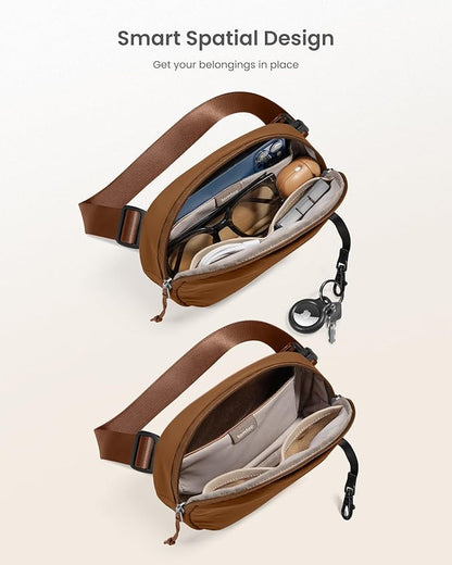 tomtoc Belt Bag with RFID Blocking, 1.5L Cross Body Fanny Pack for Women Men, Sling Waist Bags with Adjustable Strap for Travel Walk