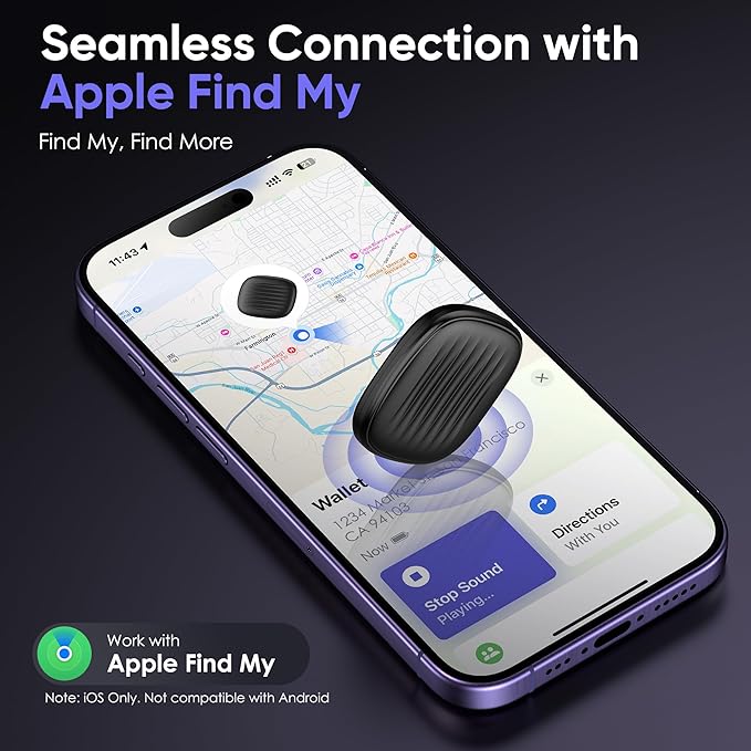 Air Tracker Tags-4 Pack: Bluetooth Tracker Work with Apple Find My (iOS only), Smart Tag Keys Finder Tracking Tags and Item Locator for Luggage Tracker, Bags, Kids, Pets, Wallet, Travel