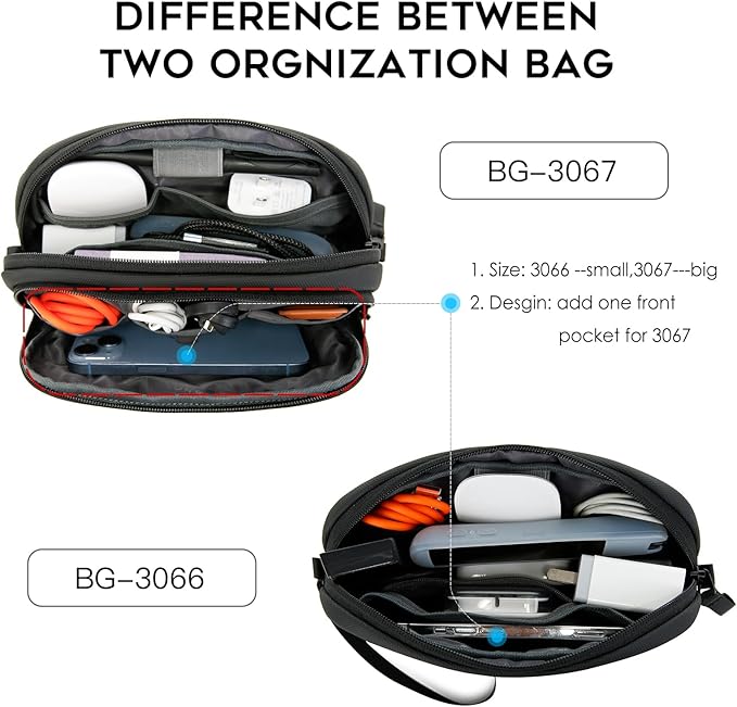 BANGE Electronics Organizer Travel Case, Water Resistant Travel Bag, Tech Pouch Accessories Organizer for Cable,Cord, Phone, Cables, USB Flash Drive, Daily Items