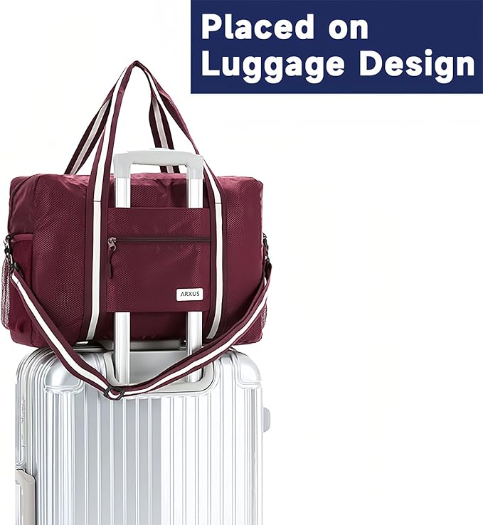 Arxus Foldable Tote Bag for Travel Expandable Lightweight Carry On Luggage 22L Packable Duffle Bag for Traveling