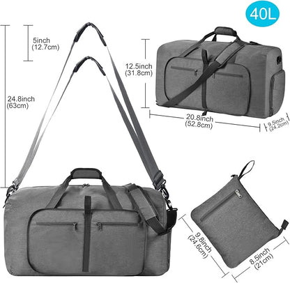 Felipe Varela Duffle Bag with Shoes Compartment and Adjustable Strap,Foldable Travel Duffel Bags for Men Women,Waterproof Duffel Bags