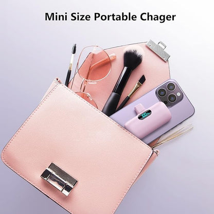 Mini Portable Charger for iPhone,Upgraded 5000mAh PD Fast Charging Battery Pack,LCD Display Cute Power Bank Portable Phone Charger for iPhone 14/14 Pro Max/13/13 Pro/12 Pro/11/XS/XR/X/8/7/6-Pink