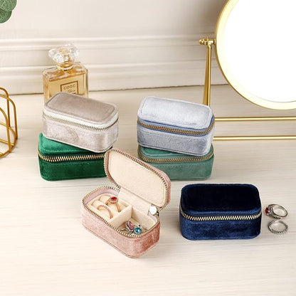 TAIMY Mini Jewelry Travel Case, Velvet Small Travel Jewelry Box, Portable Jewelry Travel Organizer Box for Rings Earrings Necklaces, Gifts for Women Girls(Pink Lavender)