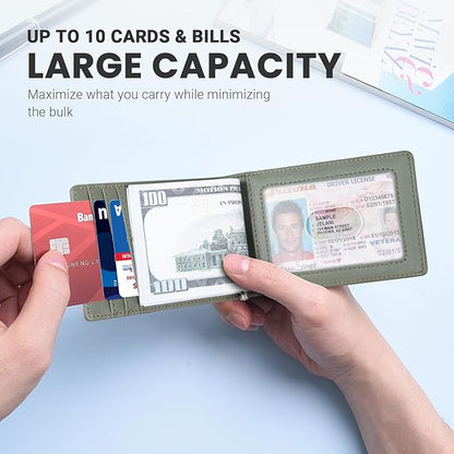 Zitahli Wallet for Men-6 Slots ID Window-Mens Wallets-Slim Wallet Classic Spring Money Clip RFID Blocking-Gift for Men
