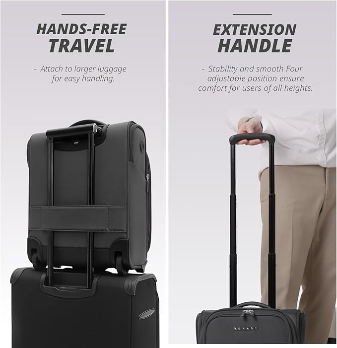 Verage Under Seat Luggage with Wheels, Softside Expanable Small Suitcase Carry On Luggage Bags for Airlines Airplanes Short Trip Men Women (Grey, 16-Inch Rolling Underseat)