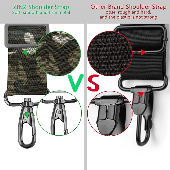 ZINZ 79 inch Shoulder Strap, Extra-thick Fixed Cushion Pad and Dual Clasps Universal Replacement Strap with Metal Swivel Hooks for Laptop Bags, Luggage Bags, Camera, Crossbody(Camouflage Green)