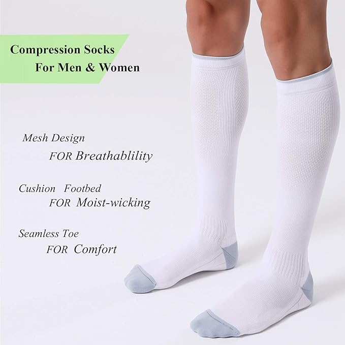 FITRELL 3 Pairs Compression Socks for Women and Men 20-30mmHg-Circulation Support Socks