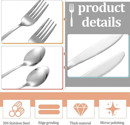 Yinkin 4 Pack Portable Travel Utensils Set with Case Reusable Stainless Steel Silverware Flatware Camping Cutlery Include Fork Spoon Knife for Work School Dishwasher Safe(Blue Color Series)